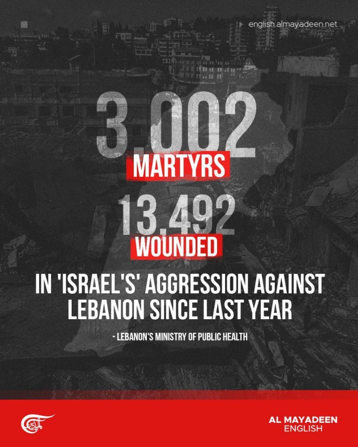 the genocidal israelis murdered more than 3,000 lebanese