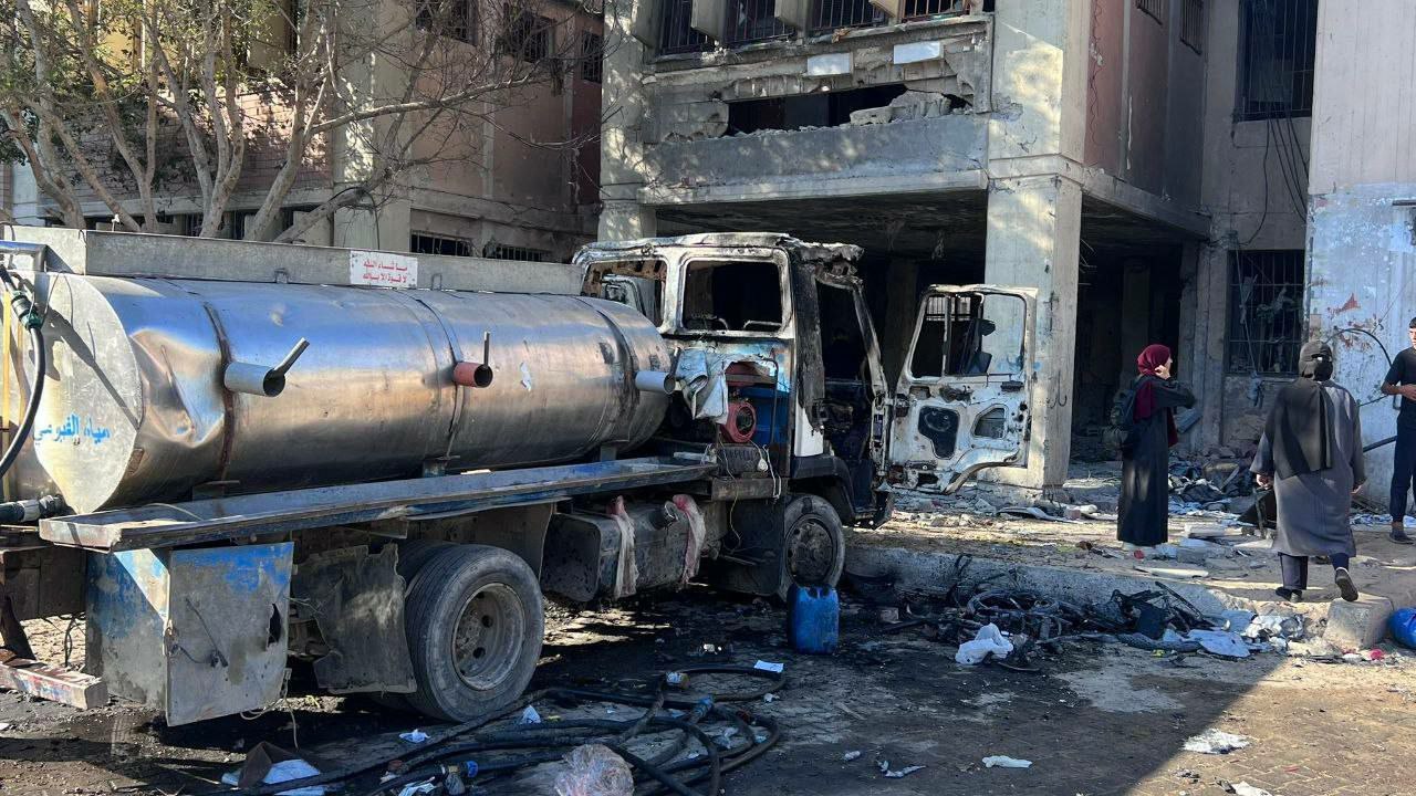 Water tanks vehicle was bombed by Israel