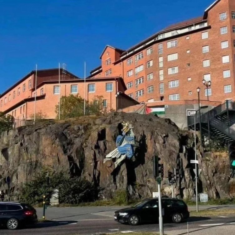 Palestine flag in Stockholm building, Sweden